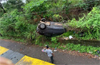 Suratkal: Car falls off over bridge; narrow escape for driver